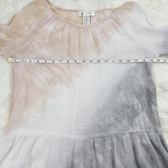 Pink Pineapple Tie-dye, Bell Sleeve Flowy Scoop Neck Top - Picture 4 of 6